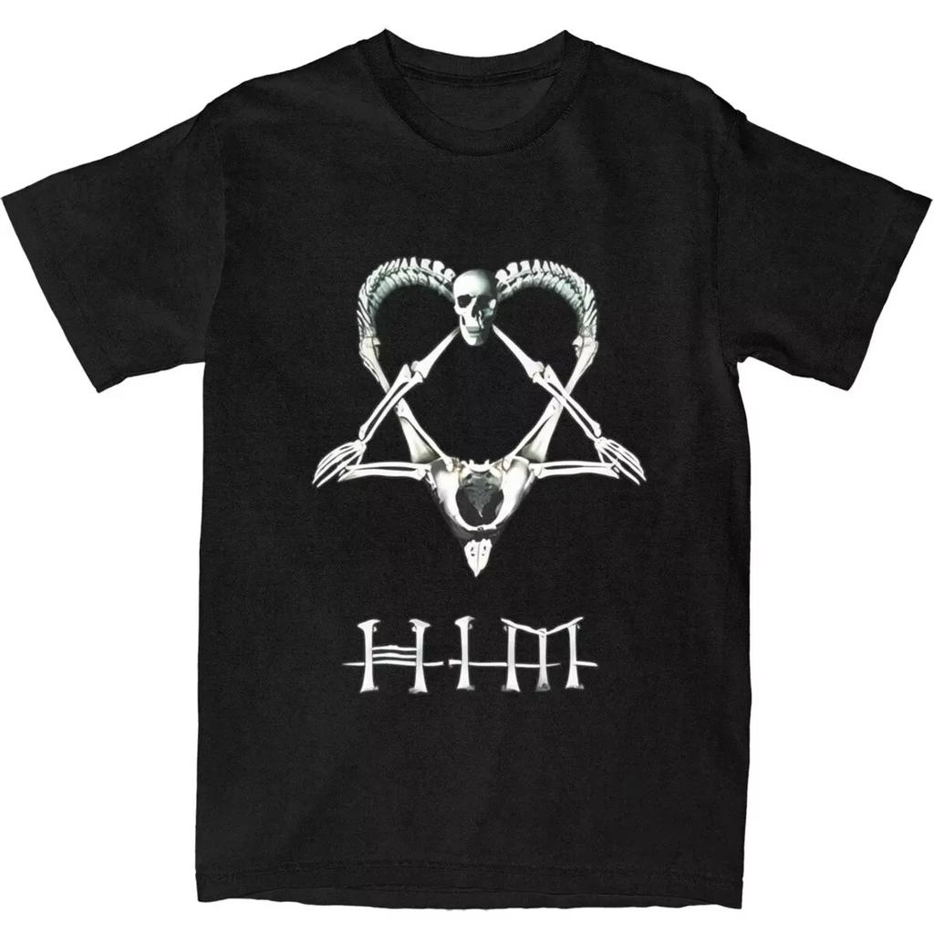 Him Band Ville Valo Heartagram Love Metal T-Shirt Summer Streetwear T-Shirts Trending Tshirt for Women Short-Sleeved Tees