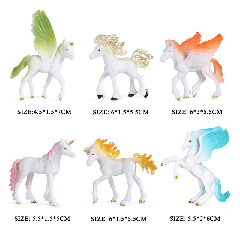 Oenux Original Genuine Fairy Tale Fly Horse Simulation Animal Mythical Elves Elf Pegasus Action Figures Model PVC Cute Kids Toy