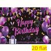 2D Elegant Purple Gold Birthday Party Backdrop for Photography and Celebrations