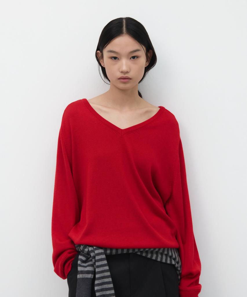GBH APPAREL Loose V-Neck Knit / Red