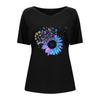 Women's T-shirt V-neck I Sunflower Print Pullover Casual Short-sleeved Top