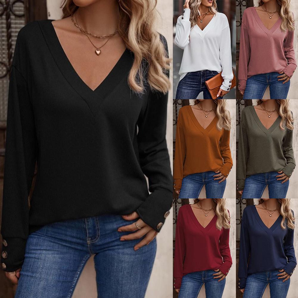 

Женская однотонная туника с длинным рукавом, топы, женские повседневные свободные пуловеры, футболки, блузка