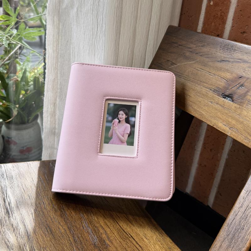 Classic Leather Photo Album with Hollow Window Cover, for 3 Inch Polaroid Instax Mini Pictures & K-Pop Star Cards, 277 Pockets