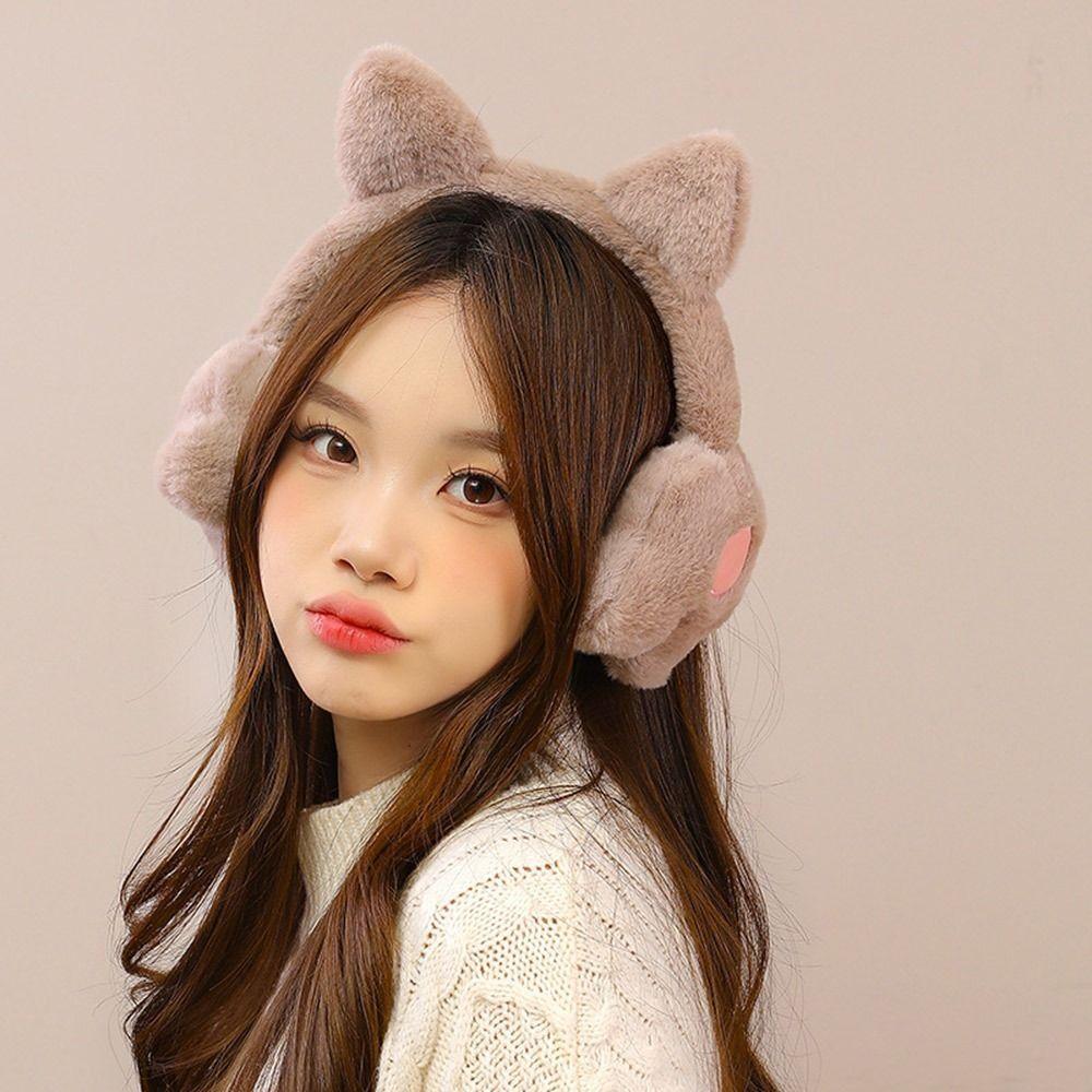 Cute Cat Claw Design Warm Ear Muffs Cartoon Foldable Design Cat Claw Earmuffs Thickened Cartoon Pattern