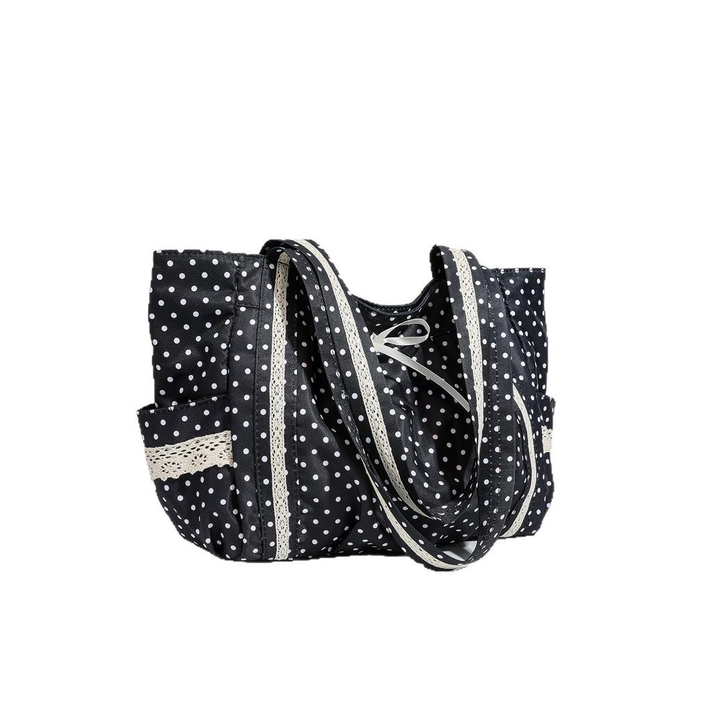 Ancient Feeling Polka Dot Bag Women'S Niche Sweet Lace Shoulder Bag Commuting Large Capacity Tote Bag