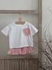 Sweet Style Heart Plaid Set: Toddler T-Shirt & Lace Shorts