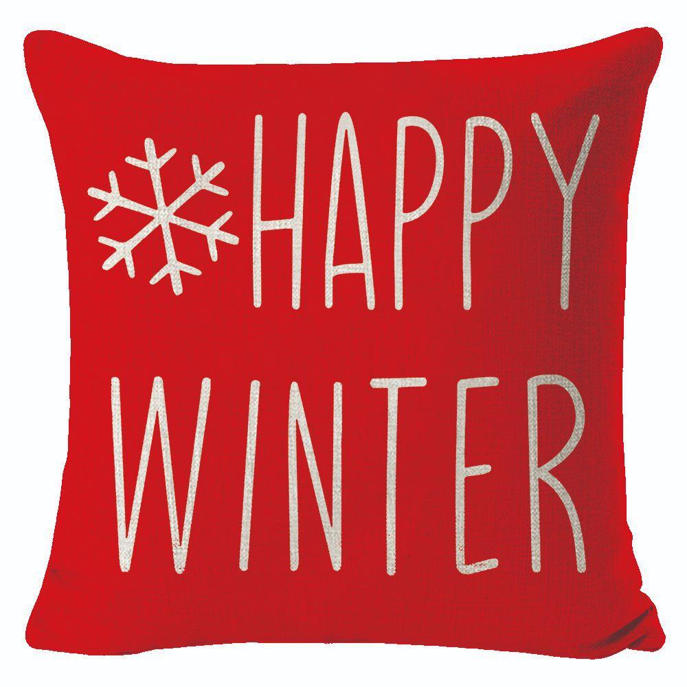 New Christmas Linen Pillow Cover Simple Sofa Pillow Home Printed Cushion Cover
