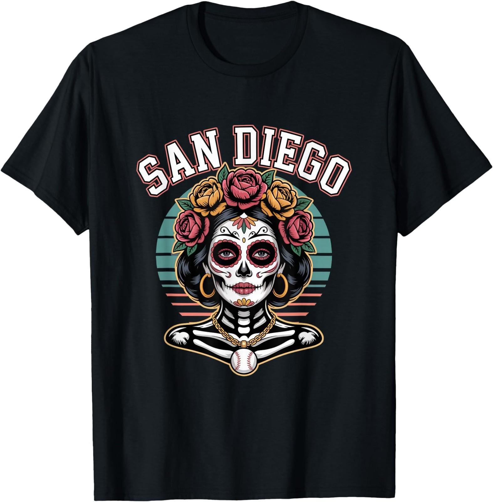San Diego Sugar Skull Flower City Baseball T-Shirt S разноцветный