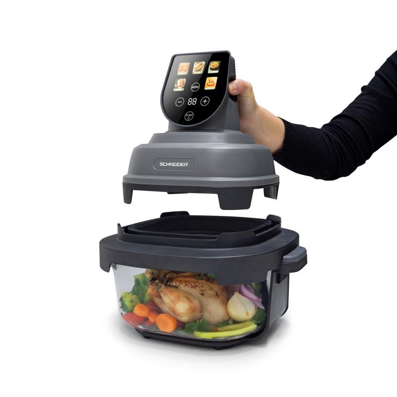 Schneider - Crispi - Or - Gris - Friteuse à Air Panoramique 1500w - 2 Bacs Verre