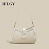 IELGY Bolsa feminina de alça superior em PU, moderna e prática, com formato de meia-lua e grande capacidade, em bege