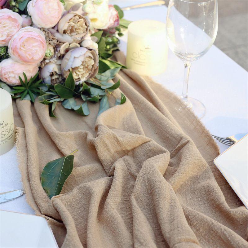 Hochzeitsdekoration Tischläufer, Natürliches Rohkanten-Design, Teetisch Stuhl Dekoration, Perfekt für Hochzeit Geburtstag Party Feiertag