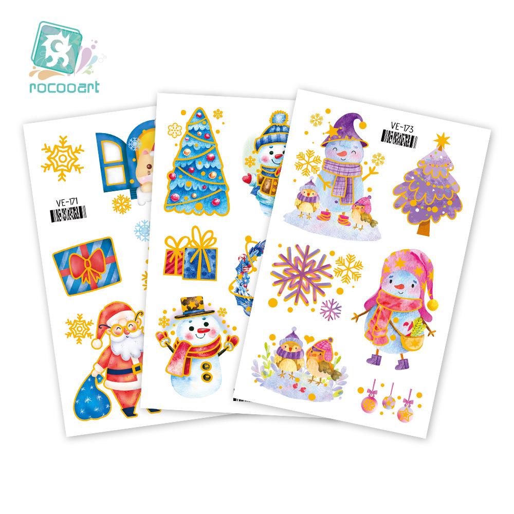 Ruikalong Christmas Cartoon Santa Tattoo Stickers for Kids' Party