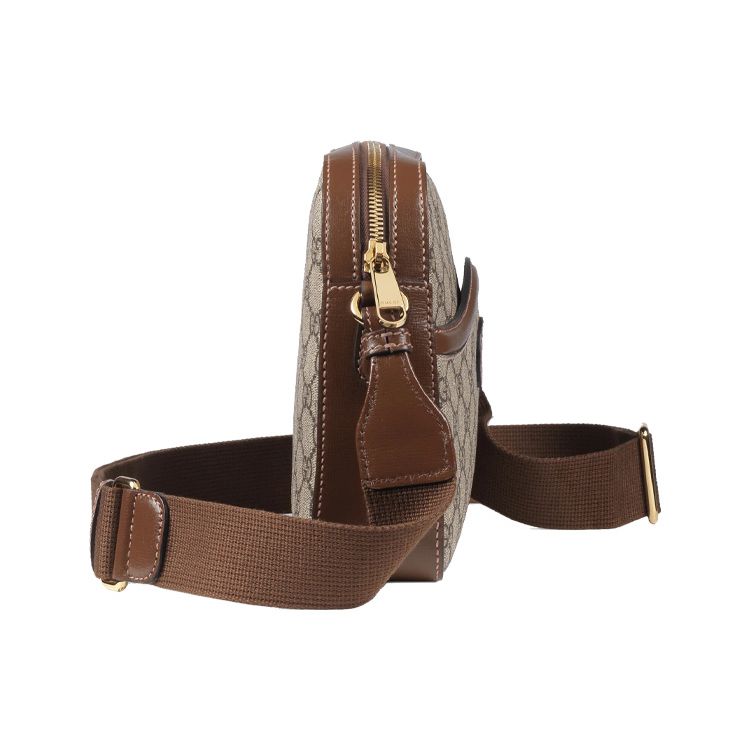 Gucci GG Supreme Canvas Leather Trim Retro Camera Crossbody Bag For Unisex Daily Use