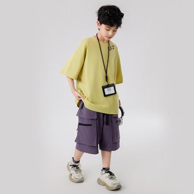 Boys' Summer Loose Sportswear Set: Trendy Korean Style Short-Sleeve T-Shirt & Workwear Shorts