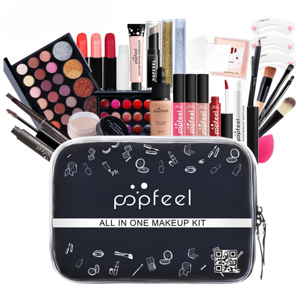 POPFEEL Full Beauty Make-up Kosmetik 27 Kosmetisches Lidschatten-Eyeliner-Highlighter Kosmetisches Geschenkset, Stücke, Anfänger-Set, Lippenstift, Lippenstift,