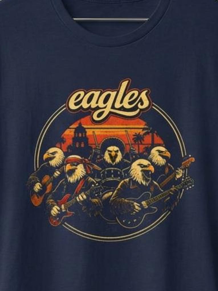 Eagles Tshirt Retro Sunset Graphic Tee Vintage Concert Shirt Retro Sunset Classic Rock N Roll Graphic Tee Band Merch