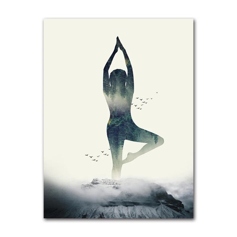 

Женщина Йога Лес Холст Постер Настенные Художественные Принты Минималистичная Геометрическая Живопись Скандинавские Картины для Домашнего Декора 21cm×30cm NoFrame