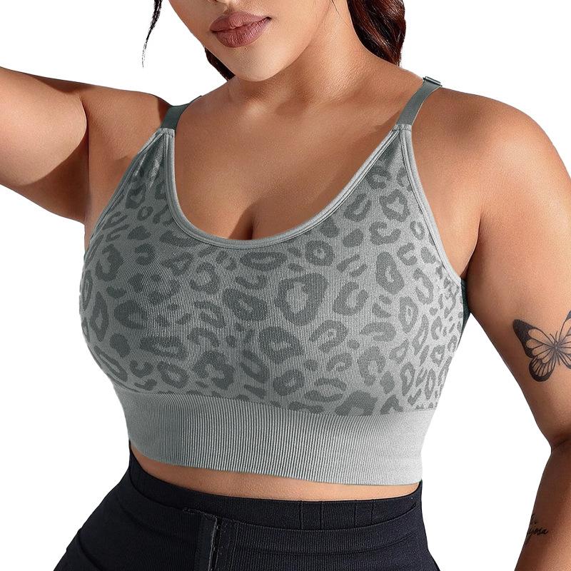 Leopard Print Yoga Bra For Women, Twisted Back, Beautiful Fitness Training Vest, Outdoor Running Sports Bra For Women