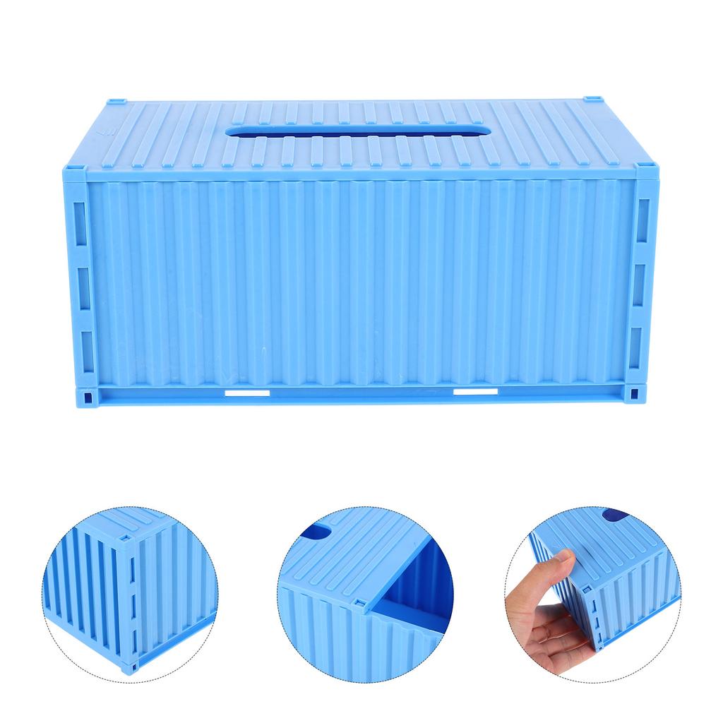 Decorative Rectangular Shipping Container Tissue Box Vintage Style Holder for Home Office Car Bathroom Kitchen Napkin Facial