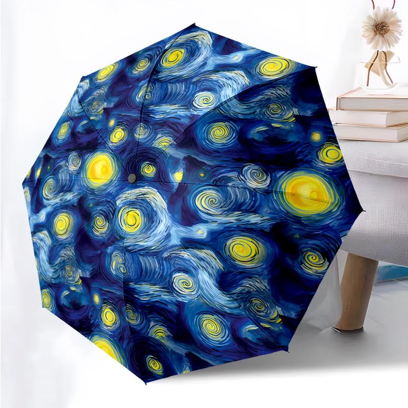Flowers Florals Themed Folding Umbrella Fashion Auto-Open 8 Iron Ribs Plastic Handle Foldable Sunshade Perfect Christmas Gifts
