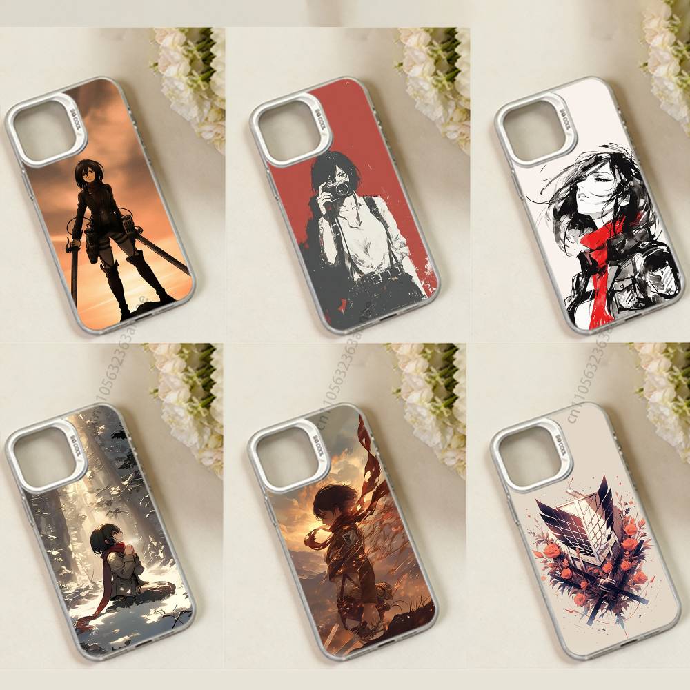 Attack On T-Titan Mikasa Phone Case for iPhone 15 16 Pro Max Air SE 11 13 Pro 14 Plus 12 11Pro 15Pro Max 16e Cover