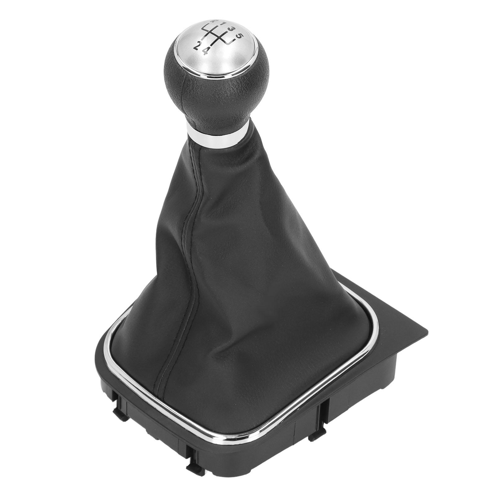 

5 Speed Gear Shift Knob Manual Gearstick Gaiter Kit PU Leather Automotive Body Parts Silver Cap