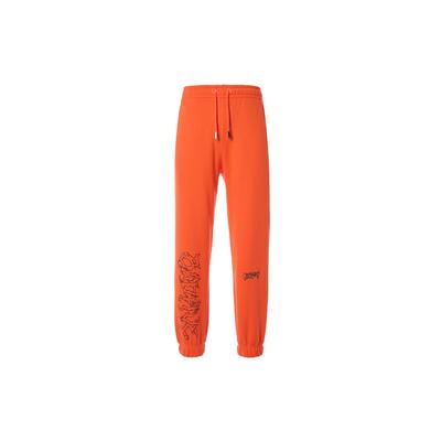 Badfive Long Youth Plus Velvet Warm Loose Cuff Knit Sports Pants Men Bottoms Fluorescent-Flame-Orange AKLRF27-6
