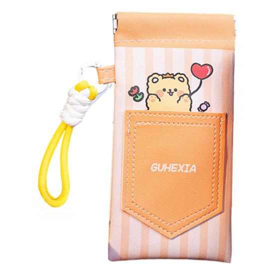 Magnetic Glasses Bag with Lanyard Cute Glasses Pouch Squeeze Top Sunglass Pouch Portable Eyeglass Case