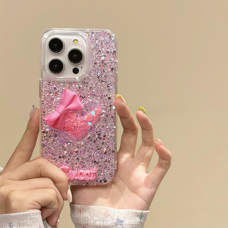 

High-end 16 for Apple 17 Promax Explosive Phone Case 16 Plus Epoxy for IPhone Bow Women’s Model For iPhone 7/8/SE 2020