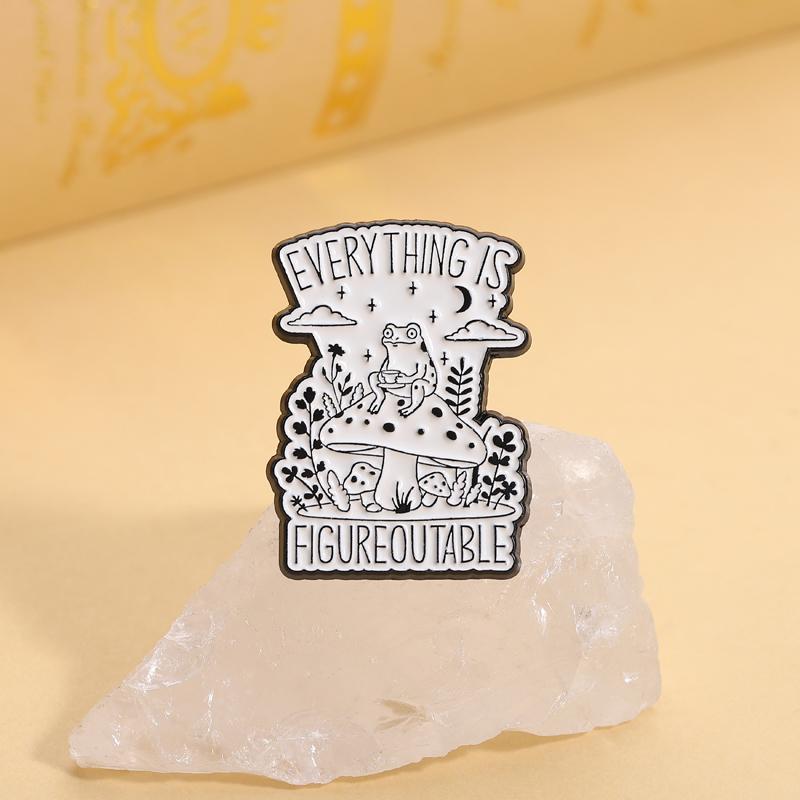 Don't Be Sad Meteor Enamel Pins Everything is Figureoutable Brooch Motivational Badges Mushroom Frog Jewelry Gift for Friends