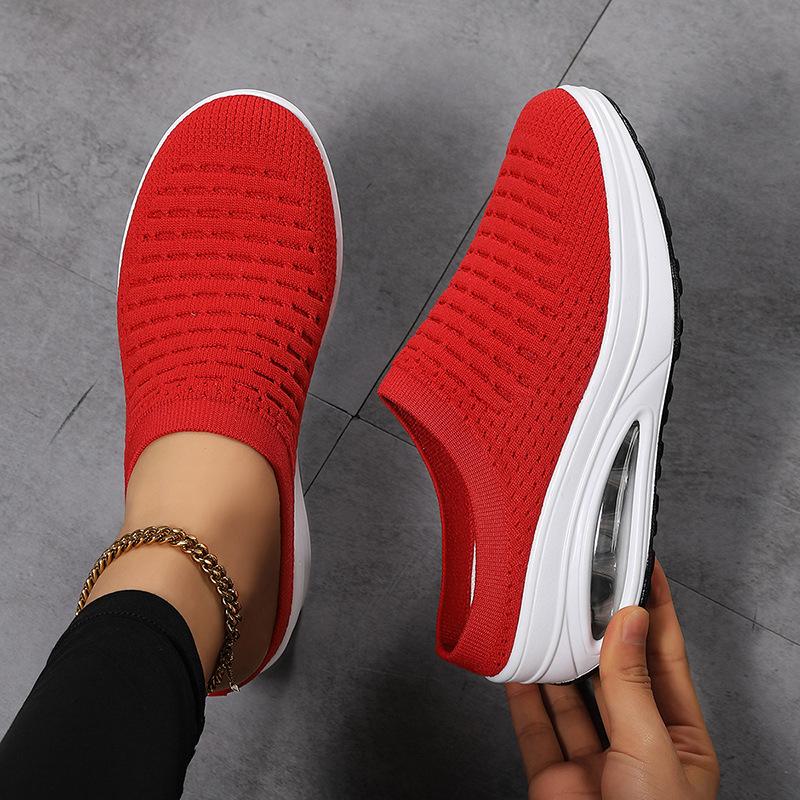 Nuevas Sandalias de Mujer Mules de Malla Zapatos Transpirables Color Sólido Casual Slip-on Zapatillas con Plataforma Zapatos Transpirables para Mujer Zapatos Casuales