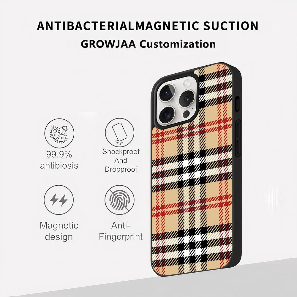 Plaid Fashion Phone Case Mobile Suitable For Apple 17 Air 16 PRO MAX 15 14 13 12 11 Patch Black Hard Shell