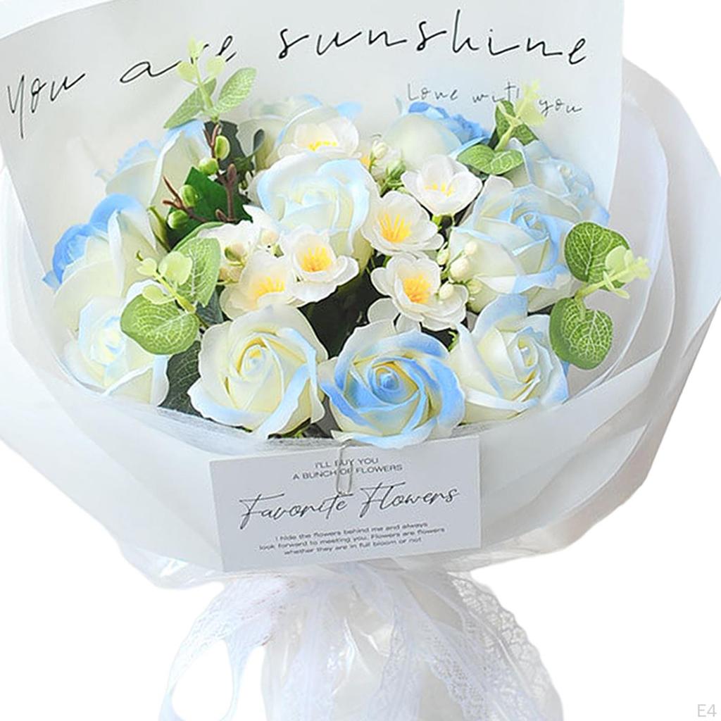 Artificial Soap Roses Bouquet for Her 11.8x15.7inch Pleasant Scent Anniversary Present Birthdays