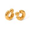 European & American Style C-Shaped Spherical Stud Earrings In High-End Titanium Steel Design for Women