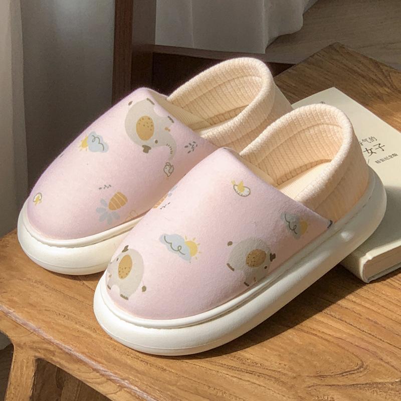 New home all-inclusive heels winter indoor slippers simple EVA thick-soled non-slip warm cotton shoes