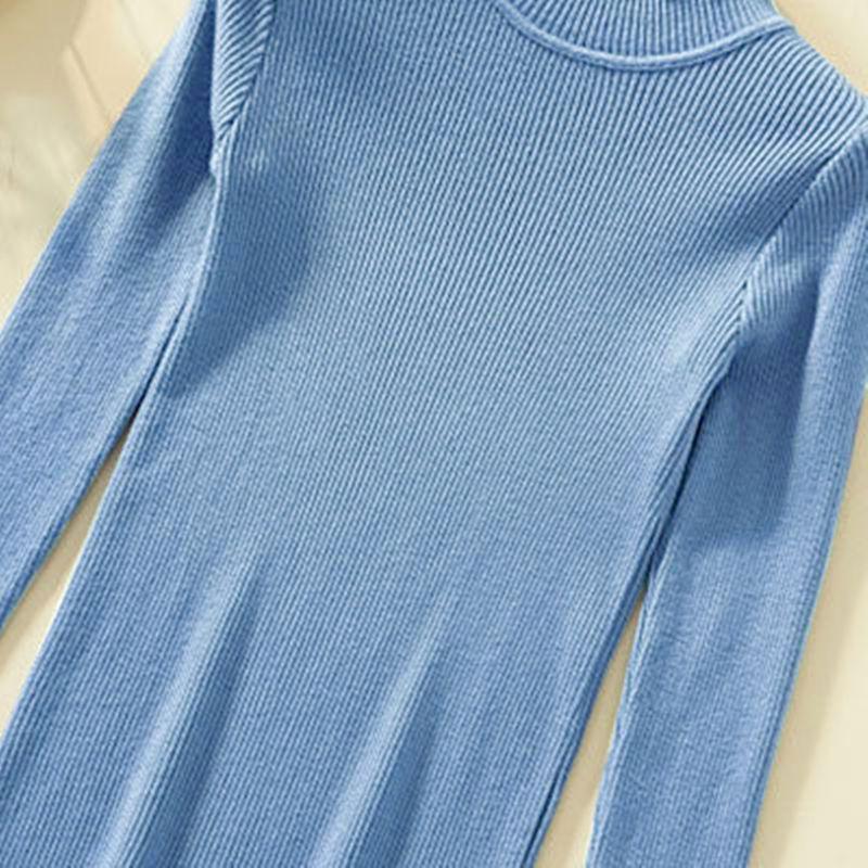 Dolcevita Pullover Maglioni Donna Autunno Inverno Primer Camicia Manica lunga Corta Slim fit Maglione aderente Solido
