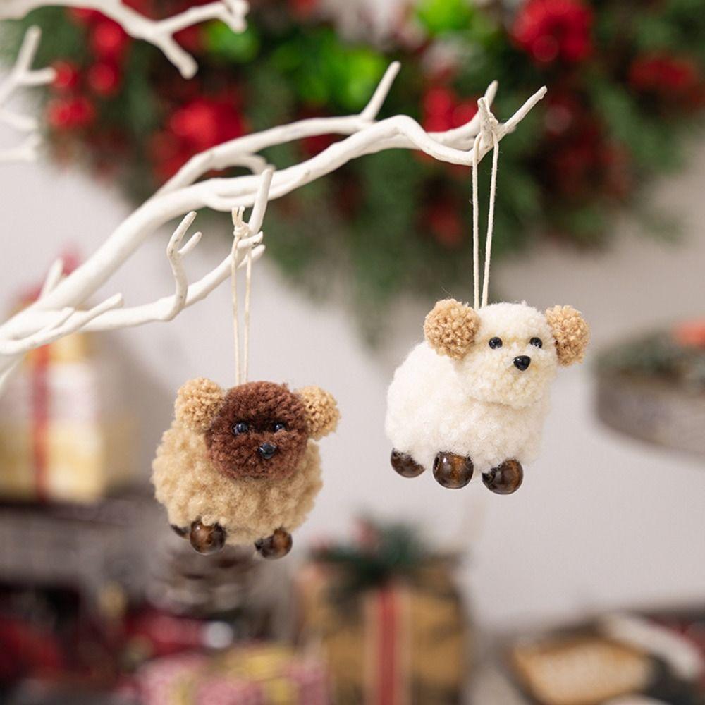 2pcs Cute Plush Puppy Pendant White Christmas Tree Decoration  Home Xmas Decoration