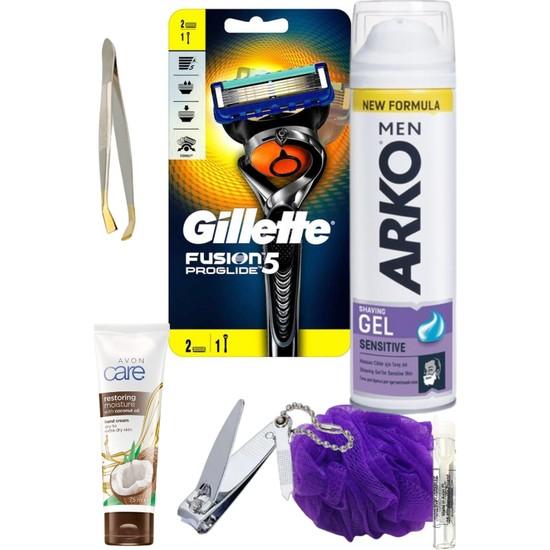 

Gillette Fusion Proglide Makina 2 Up + Arko Гель для бритья Sensitive Sensitive 200 мл мужской набор для бритья и ухода 7 шт.