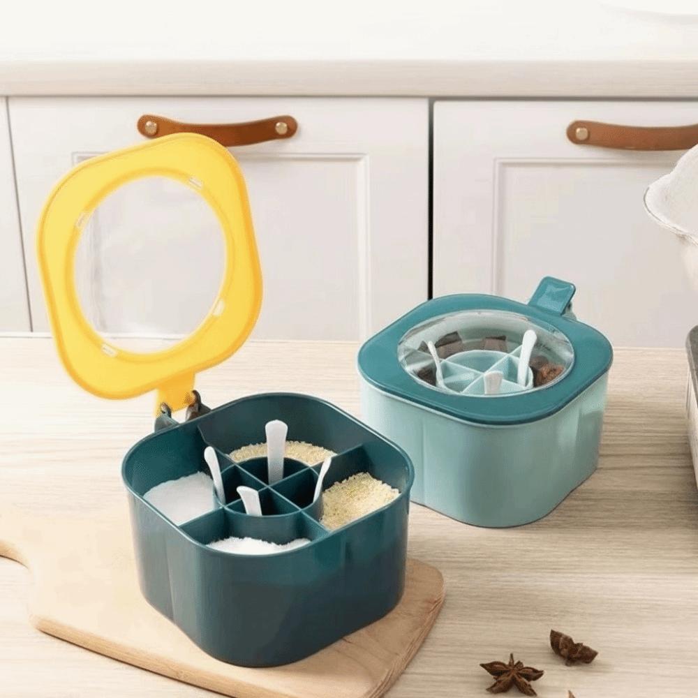 Push-type 4-In-1 Seasoning Box Leak-proof Condiment Container  Home Kitchen