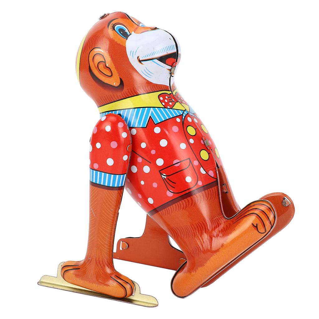 Retro Clockwork Tin Toy Handmade Fine Workmanship Wind Up Tumble Monkey for Collection Present