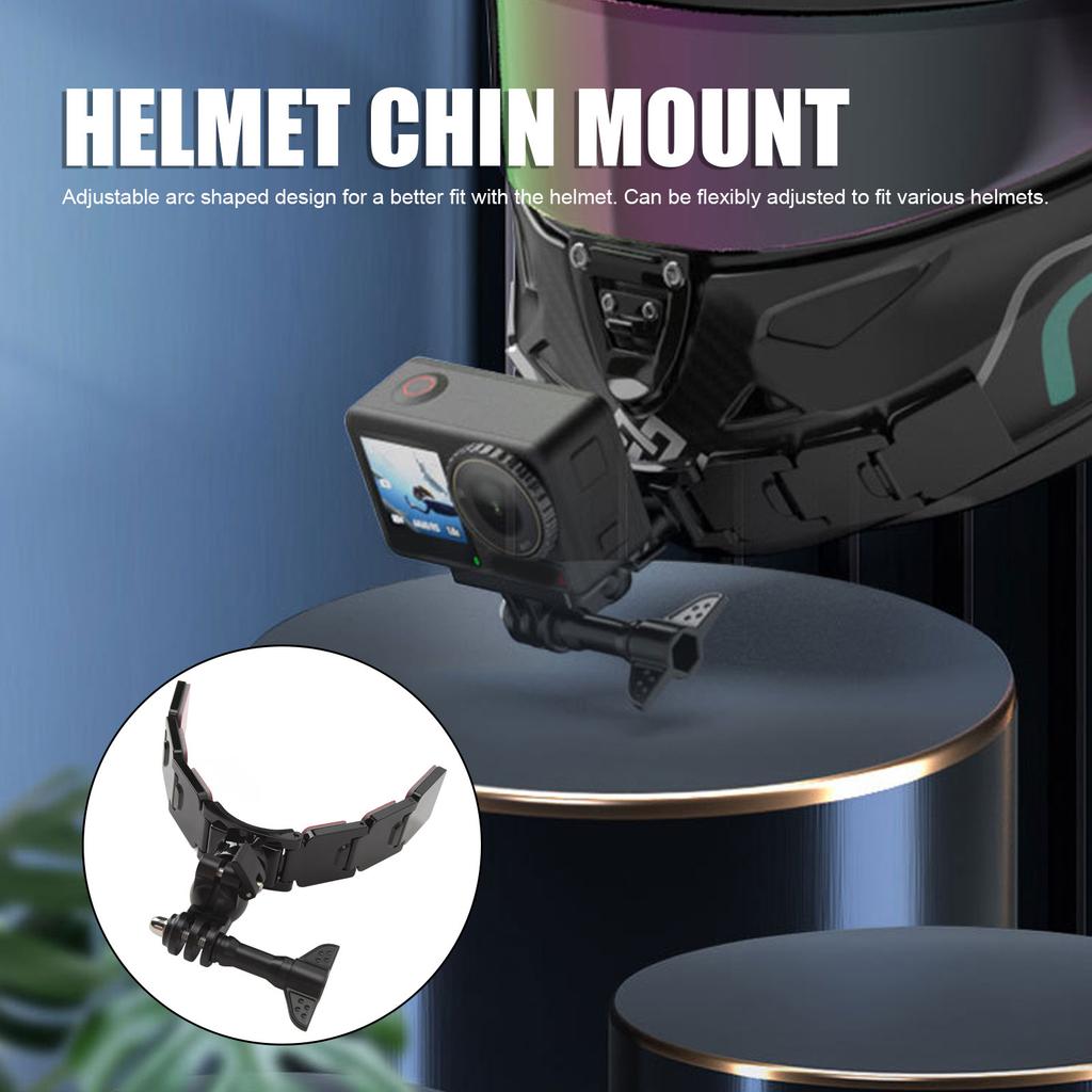 Motorcycle Helmet Chin Mount for Action Camera 3 Sections Detachable Double Sided Ddhesive 360 Degree Rotation Helmet Chin Mount