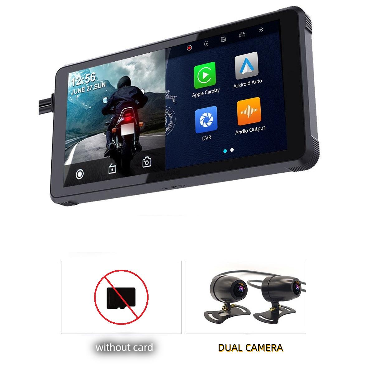 

HD 5,5-дюймовый мотоцикл Carplay Автомобильная машина Мотоциклетный рекордер 【1】without card чёрный