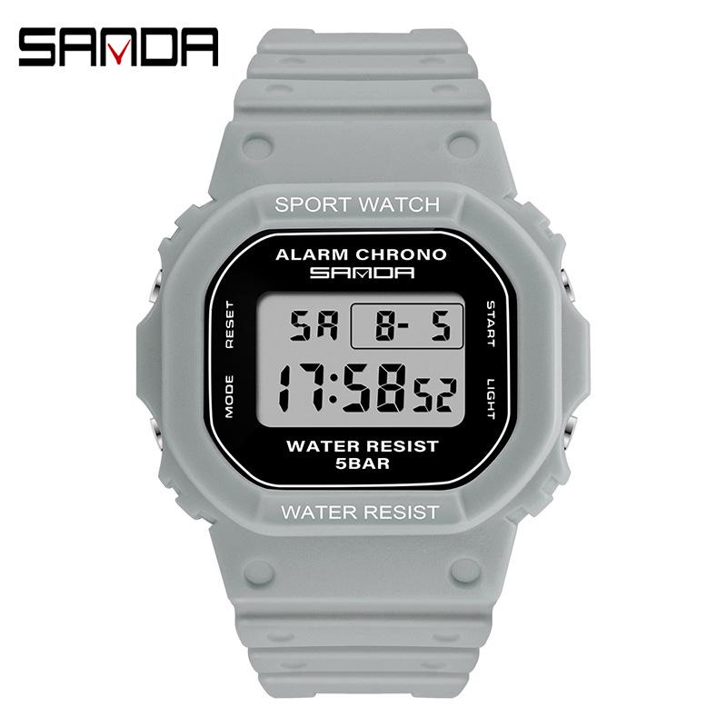 Sanda Multifunctional Waterproof Luminous Square Sport Watch - Fashionable Student Wristwatch