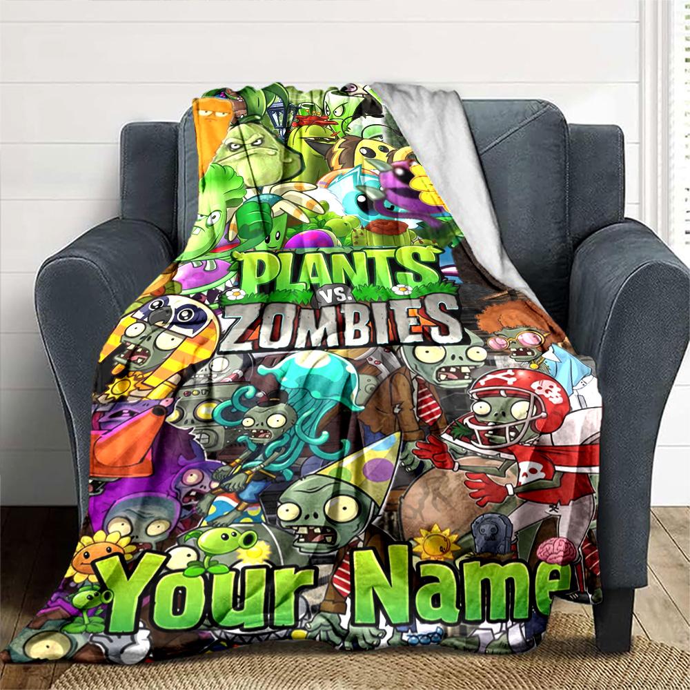 Plants vs. Pătură cu text personalizabil cu zombi Pătură multifuncțională personalizabilă Moale Caldă Confortabilă Potrivită pentru Lenjerie de pat Pat Picnicuri Malul mării Pentru Toate Ocaziile