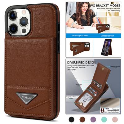 Capa de telefone de cartão de carteira de couro para iPhone 14 13 Pro 12 11 XS Max XR X SE 2022 8 7 Plus para Samsung Galaxy S23 Ultra S22 S21 A54 A14 Flip Stand Cover