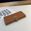 Dlouhá peněženka z pravé kůže První vrstva hovězí kůže Dámské peněženky Spojkové tašky Značkový styl H Zapínání Skládací peněženka Vysoká kapacita Kapsa na telefon Bez loga