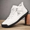 Winter Neue Herren-Stiefeletten mit niedrigem Schaft Hochwertige handgenähte Freizeit-Sneakers aus Leder mit Klettverschluss Klassische Herrenschuhe Übergröße 48