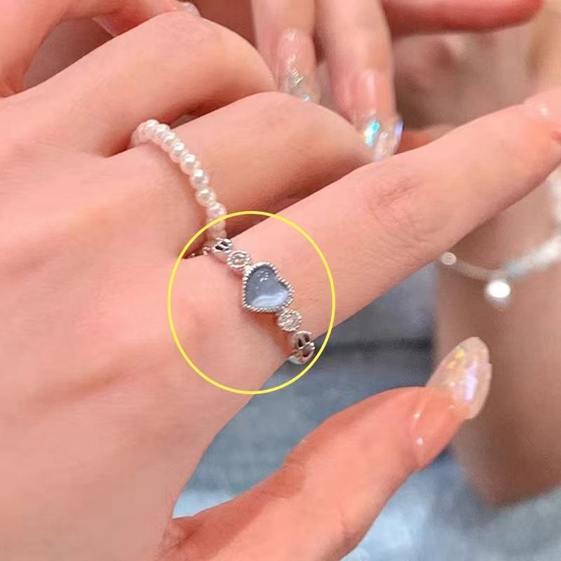 Heart-Shaped Cat s Eye Adjustable Ring – Fashionable, Luxurious, and Perfect for Women and Students