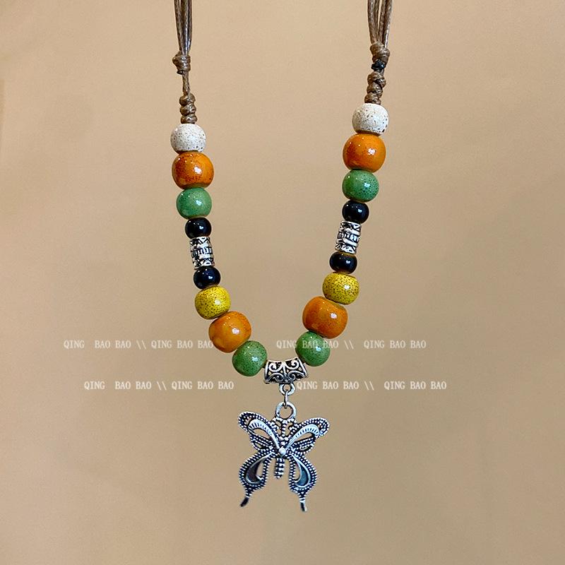 Zen Retro Chinesische Keramik Halskette - Handgewebtes Nischendesign für Frauen