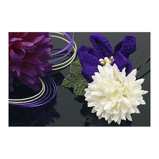 SOUBIEN Hair Accessories for Graduation Ceremonies and Coming-of-Age Ceremonies, 2-Piece Tsumami Zaiku Set with Chrysanthemum, Ping Pong Mum,